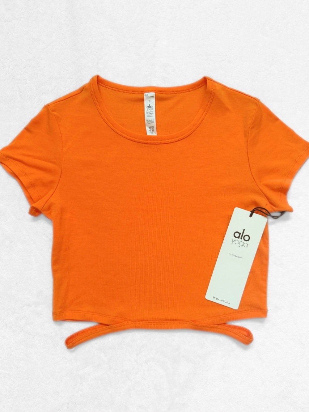 NWT ALO Yoga Halo Crop Tee – Tangerine – Size S